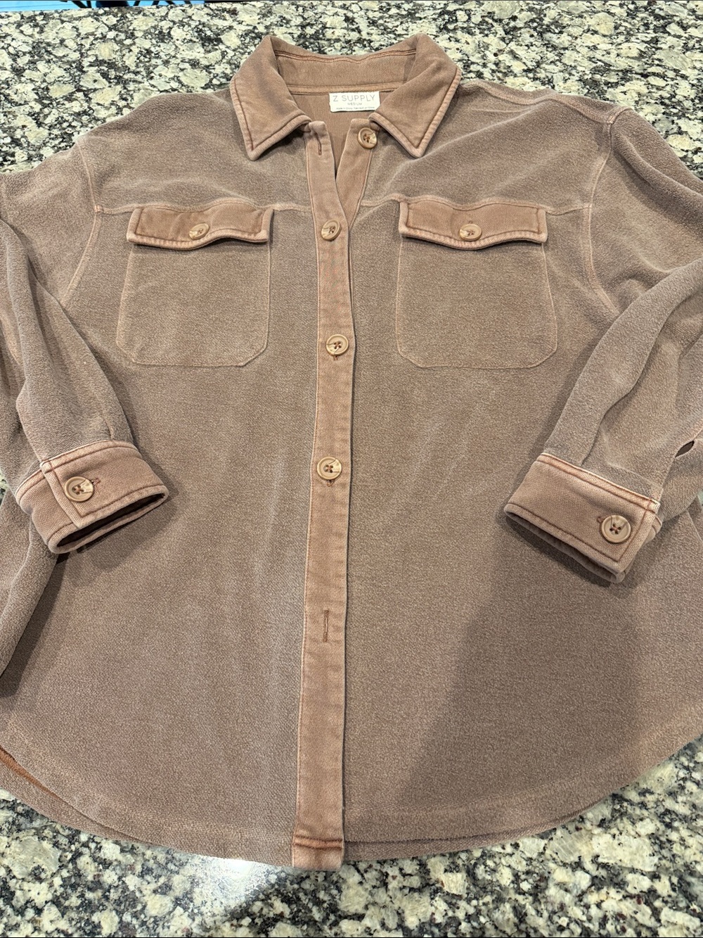 Z Supply Washed Utility Shacket in Dusty Tan/Brown size M
